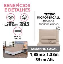 Double Bed Set With Elastic Fitted Sheet, 3 Pieces, 100% Micro Percale, 400 Thread Count, And Pillowcase - Xám - Xem 4