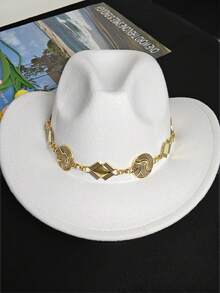 Street Hip-Hop Exaggerated Hat Decor Chain Gentleman Cowboy Hat Accessory