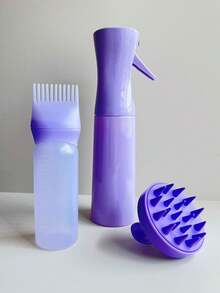 3 套护发套装、喷雾瓶、发根梳、涂抹设备、染发瓶 - 头发涂抹瓶和头皮按摩梳、缓解压力和促进头发生长的头皮按摩器、男女淋浴刷、返校、旅行度假必需品、女士发饰、光滑后梳、理发配件、吹风机