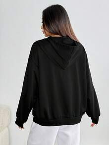 一件拉链条纹夹克，新款宽松休闲运动外套，黑色，春季款 - 黑色 - 查看 2