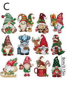 24 Stück Weihnachts-Wichtel Holz-Hängeornamente mit Schnüren, Holz-Hängedekoration für Weihnachtsbaum, Wichtel-Weihnachtsmann-Puppe Holz-Hängebasteleien, Wichtel-Elf Party-Zubehör