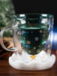 1pc Christmas Milk Coffee Star Wish Double Layer Heat-Resistant High Borosilicate Glass Cup