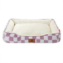 1 قطعة سرير حيوانات أليفة ذو نمط الشطرنج للكلاب والقطط، مصنوع من مادة قطيفة دافئة ومقاومة للرياح، مناسب للكلاب الصغيرة والمتوسطة والكبيرة، قاعدة مانعة للانزلاق ومقاومة للرطوبة، متوفر بألوان متعددة