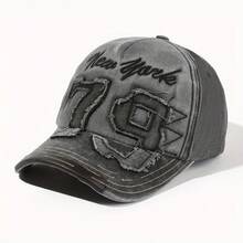 A Women's 79 New York Baseball Hat - Adjustable Quick Buckle Design, Breathable And Durable Fabric, Embroidered "79" Pattern, Suitable For Outdoor Activities, Casual Headwear | Sports Style Baseball Hat | Adjustable Hat - 黑色 - 查看 10
