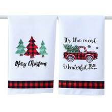 2025 New Design Christmas Snowflake Black Red Buffalo Check Plaid Microfiber Kitchen Dish Towels 16x24 Inches (40x60cm) - Super Absorbent Polyester Tea Towels, Holiday Dish Cloths, Festive Home Decor, Cozy Xmas Gifts