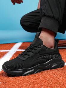 Men's Fashion Casual Sports Shoes, Thick Sole Elevated Style, Four-Season Commuting Preferred, Dynamic Texture, Unlocking Versatile Code - 黑色 - 查看 2