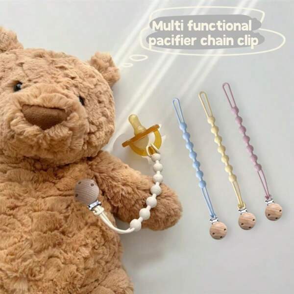 1 pezzo Ciuccio in silicone con molletta a motivo cartoni animati, leggermente elastico, multifunzionale e pratico, molletta per ciuccio portatile