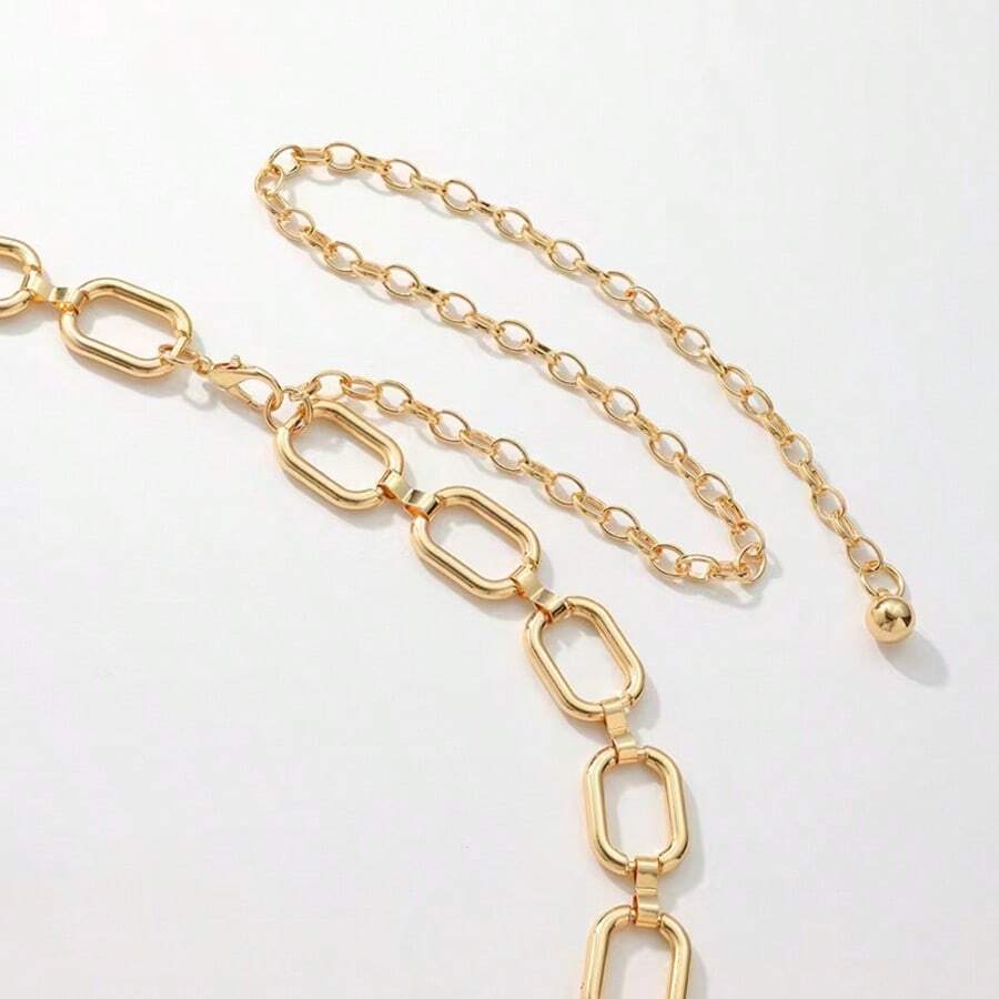 Plus Size Bohemian Vintage Floral Waist Chain - Gold - View 1