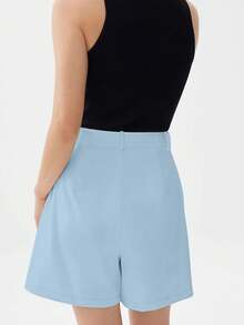 Solid Color Shorts, Essential For Teachers Back To School In Summer - Blue - View 3