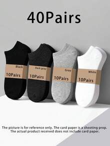 40 双纯色儿童船袜适合所有季节的男孩和女孩的日常穿搭（1-16 岁）赤脚 - 彩色 - 查看 2