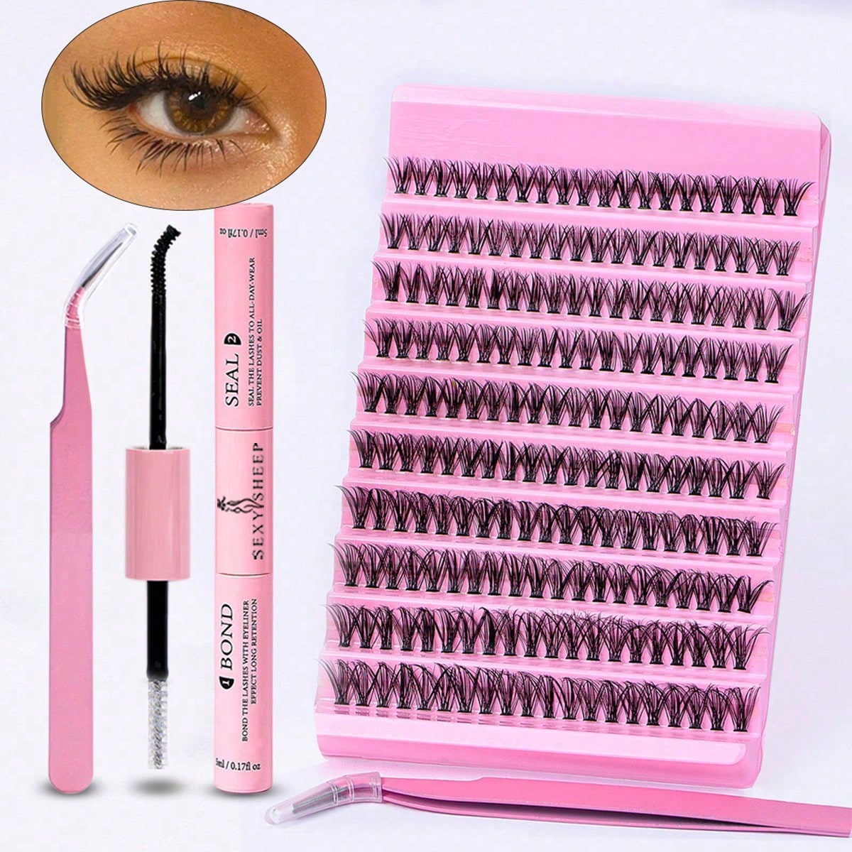 200pcs 40D Fluffy Lash Clusters, Dense Individual Lash Clusters, D-Curl Lash Clusters, DIY Eyelash Extension Kit, 200pcs Individual Lash Clusters, 8-16mm Thin Lash Clusters, Includes Adhesive And Tweezers For Easy At-Home Application, Lash Cluster Set, Eyelashes, False Lashes