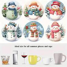 1 set/4 piezas/6 piezas/300 piezas Posavasos de barro de diatomeas con estampado de muñeco de nieve, adecuados para el hogar, cafetería, merienda, decoración de restaurantes, fiestas temáticas, decoración diaria y pueden ser entregados como regalos de Navidad