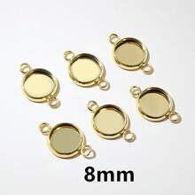 10pcs 8-30mm Inner Size Double Loops Stainless Steel Gold Color Pendant Cabochon Blank Base Tray DIY Accessories For Bracelet Necklace Earrings - Double Hanging Bottom Bracket - View 9