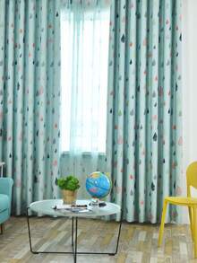 1 pieza Cortina moderna y linda con diseño de gota de lluvia perforada para dormitorio/sala de estar de niños - Multicolor - Ver 9