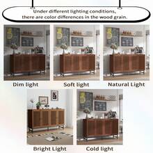 Sideboard Buffet Cabinet,Storage Cabinet With 4 Shutter Doors And Adjustable Shelves, Sideboard Console Accent For Dinning Room - Brown - View 10