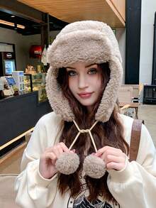 قبعة نسائية من نوع Trapper بألوان متباينة، محبوكة بسمك مناسب للطقس العادي والأنيق، متعددة الاستخدامات مناسبة للخارج والتزلج والدراجات والسفر والحفلات والاستخدام اليومي في فصلي الخريف والشتاء