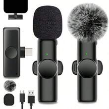 Microfono lavalier senza fili per telefono, iPad, Type-C, microfono a risvolto, plug and play, 2.4G, bassissimo ritardo, chip di riduzione del rumore integrato, durata di funzionamento per registrazione video, intervista, podcast, vlog