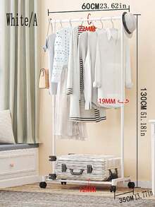 1件双杆晾衣架 - 多层收纳衣帽架，落地式卧室多功能衣架，用于存放衣服、裤子、鞋子和帽子，轻奢挂衣架。落地式室内家用衣架带轮，适用于服装店、卧室；商用衣架和晾衣架 - 白色 - 查看 4
