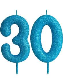 Light Blue Decoration Digit 0-9 Birthday Party Cake Decorative Candles - Blue - View 9