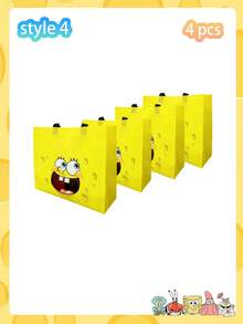 SpongeBob SquarePants 3/4/6/12 piezas Bolsas de regalo de papel con temática de Bob Esponja, personajes de dibujos animados de estrella de mar y cangrejo, ideal para decoración de fiestas, perfecto como obsequio de fiesta para amigos - Multicolor - Ver 4