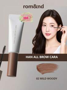 Rom&nd Romand ALL BROW CARA 02 MILD WOODY, Airy Hair-Like Stroke, Blurred Velvet Finish, Botanical Brow-Breathe Tech, Ash Brown Hair Texture, Cool Tea Velvet Fluff, Warm Caramel Feathered, Pocket-Size Brow Sculpt Kit, K-Beauty,Korean Makeup, 9g/0.32oz