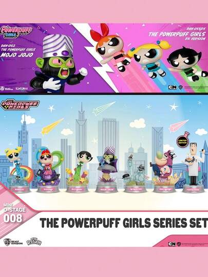 Blind Box-figuren van The Powerpuff Girls, Mini D-Stage 008-serie, 8 verschillende karakterontwerpen (Blossom, Bubbles, Buttercup, Mojo Jojo en meer), willekeurig verzonden, bevat geheime figuren, gemaakt van hoogwaardig PVC voor gedetailleerde, duurzame figuren, verzamelobjecten voor tekenfilmliefhebbers, perfect om op bureaus en planken te zetten, ideaal cadeau voor fans van klassieke animatie, voeg een nostalgische, schattige touch toe aan kamerdecoratie, kantoorruimtes