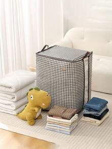 1 pieza Bolsa de almacenamiento de ropa para el hogar, bolsa de embalaje de edredón de algodón para mudanza, caja de almacenamiento de gran capacidad, adecuada para armario de dormitorio, plegable, a prueba de polvo y humedad, bolsa de almacenamiento de gran capacidad gruesa con cremallera y cubierta - Negro - Ver 3