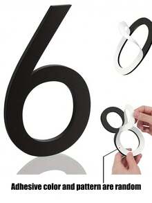 1pc 6" Stainless Steel Floating House Number, 152mm Metal Modern House Numbers #0-9, Outdoor Address Sign, Metal Door Number(Random Adhesive Pattern) - With Adhesive Backing - View 3