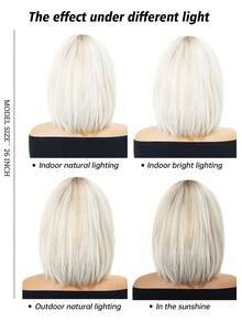 12 Inch Ombre Brown-Golden Synthetic Heatproof Wig With Bangs, Natural Looking, Suitable For Women's Daily, Party And Cosplay Use - Blonde Ombre - View 7