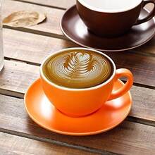 Ceramic Latte Art Cup And Saucer For Latte & Cappuccino, Mate For Coffee Shop And Barista (Matte Orange, 10.5 Oz),13476906 - trái cam - Xem 8