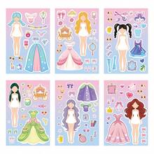 6 Pieces/Pack Laser Face Changing Stickers Collage Butterfly Flower Cake Candy Princess Unicorn Series Diy Colorful Puzzle Gift Stickers - Multicolor - View 5