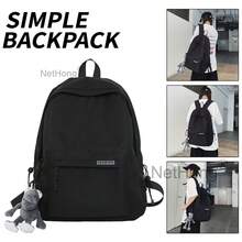 NetHong New Fashion School Backpack Large Capacity Simple Dual-Shoulder Bag Travel Work Laptop Rucksack UK - Black - View 2