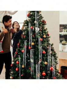 1 buc decorațiuni de Crăciun cu ciucuri argintii, pandantiv pentru ciucuri, decorațiuni de cadouri de sărbători DIY - ornamente reflectorizante din plastic pentru brad de Crăciun, decorațiuni pentru ferestre și scări de sărbători, accesorii pentru sărbători interioare, Revelion și petreceri de ziua de naștere