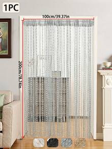 1pc Tasseled Curtain, Minimalist Style Curtain With Rod Pocket, Suitable For Living Room, Bedroom, Kitchen, Room Divider, Doorway, Home Decor, Wedding Decor