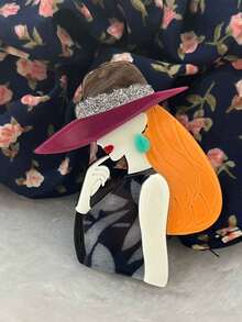 1pc Handmade Patchwork Acrylic Brooch, Fashionable Personalized Dopamine Colorful Women's Brooch, Bag & Clothing Accessory Pin - A - View 13