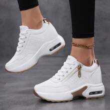 SOSENFER Women's Wedge Platform Sneakers, A Chic, Casual And Comfortable Platform Shoe For Women - Platinum - View 5
