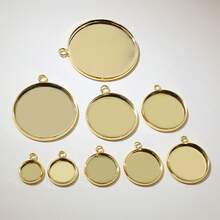 10pcs 8-30mm Inner Size Single Loop Stainless Steel Gold Color Pendant Cabochons Blank Base Tray DIY Jewelry Making Accessories Findings - Single Hanging - View 6