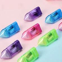 4 件随机颜色多功能橡皮擦和铅笔刀 - 二合一便携式文具工具，适合学生和办公室使用，无需电池，塑料结构，美术用品礼物