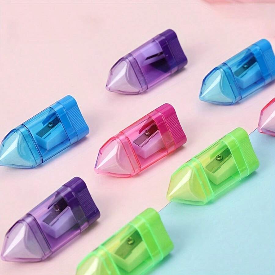 4 件随机颜色多功能橡皮擦和铅笔刀 - 二合一便携式文具工具，适合学生和办公室使用，无需电池，塑料结构，美术用品礼物