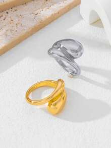 1pc Minimalist Solid Color Circle Ring, High-End Artistic Hug Ring, Suitable For Women's Daily Wear - Plain Ring - View 3