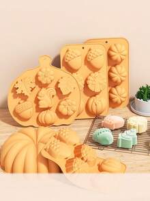 Moules de cuisson en silicone sur le thème de la récolte - Formes de citrouille, feuille d'érable et châtaigne, parfaits pour les gâteaux, desserts, chocolats, biscuits, puddings et gelées - Halloween/Automne, thème de la récolte, biscuits au chocolat, préparation de gelées