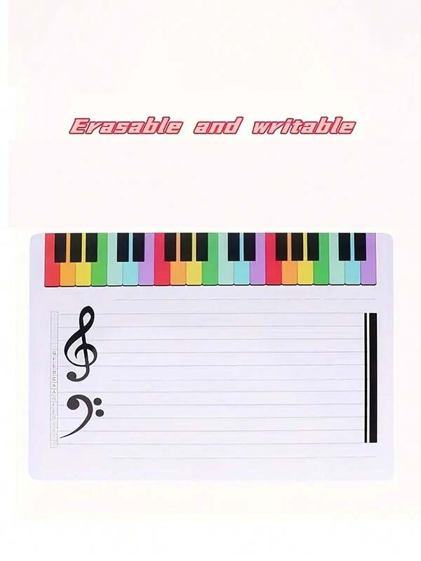 1pc Reusable Music Stave Whiteboard, Double-Sided Music Notation Practice Board, Suitable For Classroom, Learning, Educational Activities, Music Practice, Perfect Gift For Music Beginners