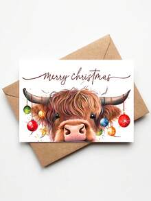 1 张带信封和梦幻奶牛设计的圣诞贺卡 - 适合朋友和家人的节日贺卡，圣诞快乐祝福，完美的礼物 - 彩色 - 查看 11