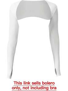 Women Crop Top Long Sleeve Bolero Open Front Workout Cropped Shirts Sports Shrug - 白色 - 查看 2