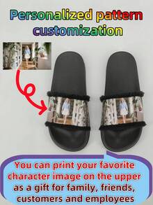 Customized Women's Slippers, Personalized Pattern, Ideal Gift For Halloween, Couples, Festivals/Parties/Weddings/Anniversaries, Home Use - Black - View 2