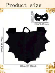 2pcs/Set Halloween Bat Costume Set - Polyester Bat Wing Cape, Black Eye Mask And Hair Clip. Perfect For Cosplay, Fans, Carnivals, Birthdays And Ladies' Parties.
