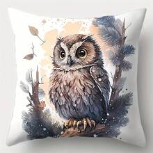 4pcs Cute Animal & Owl Throw Pillow Covers, 17.7x17.7 Inch, Long Ear Nightjar Design, Soft Polyester, Zip Closure - Perfect For Home Decor, Sofa, Living Room, Bedroom (Cushion Inserts Not Included) - 4 chiếc - Xem 2