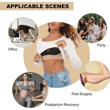 Arm Shaper For Women Posture Corrector Post Surgery Arm Lipo Compression Sleeves Slimming Arm Faja Front Closure Shapewear 3/4 Sleeve Crop Tops Nude - Màu be - Xem 9