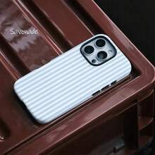 Fashionable Fresh Blue And White Striped Glossy Phone Case For IPhone 17 Air 16PM 15PM 13/13 Mini 12 11 XS Max 7 SE2FOR-YOUR-BELOVED-PHONE - 1PC - 查看 4