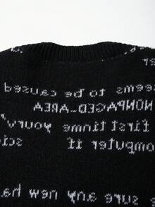 Unisex Retro Abstract Letter Pattern Knitted Long Sleeve Cardigan, Casual European & Asian Style, Suitable For Spring, Autumn, Winter